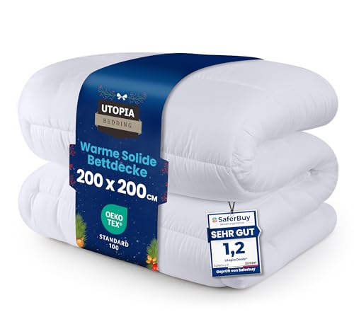 Utopia Bedding Bettdecke 200 x 200 cm, Ganzjahresdecke 370 GSM Füllung,...