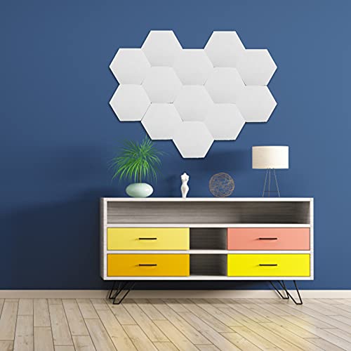 LIOOBO 12 piezas paneles hexagonales de aislamiento acústico blancos para decoración de paredes, autoadhesivos para aislamiento de sonido en estudio, oficina y decoración de fondo miniatura 2