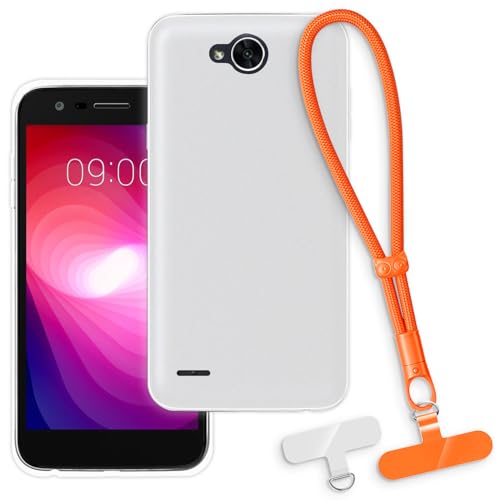 OAGELIM Case and Wrist Strap for LG X Power 2 - White+Orange
