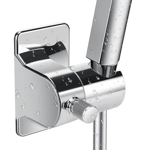 Zikenis Support de pommeau de douche,avec support à ventouse pour pommeau de douche rotatif à 360°,pour Deux Méthodes de Montage,sans perçage,pour...