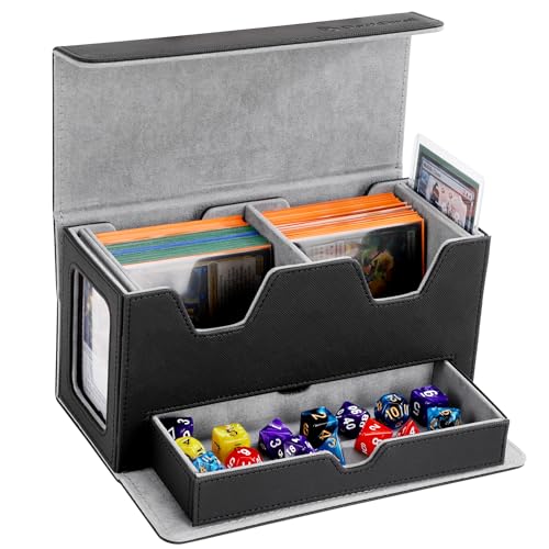 Double deck box, mtg commander box with 2 Commander Display & 1 Dice Tray, Fits 200+ Double Sleeved, tcg deck box for CCG TCG Sports