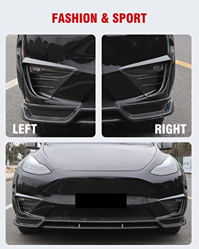 Zquloyo Front Fog Light Cover Trim For Tesla Model Y Accessories 2021-2023 Eyebrow Cover Fog Light Frame Decoration Abs Carbon Fiber #TOP5
