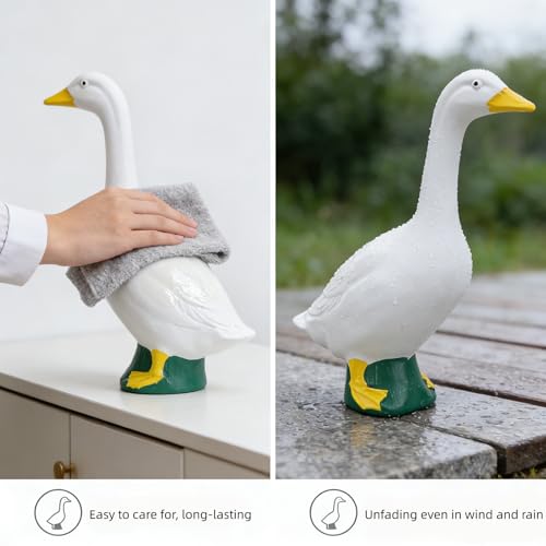 Estatua de ganso pequeño de resina blanca para decoración miniatura 4