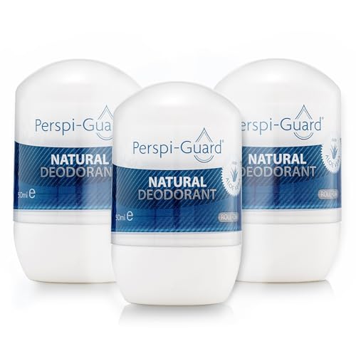 Perspi-Guard Natural Deodorant Roll-On for Women & Men, Aluminium Free, Long-Lasting Odour Protection, Aloe Vera, Vegan, Paraben Free, 50ml, 3-Pack