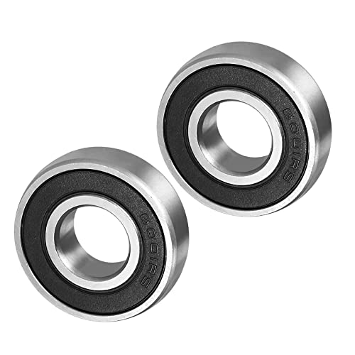 CoCud Łożysko kulkowe z głębokim rowkiem 6001RS, model 12 mm, ID 28 mm, AD 8 mm, grubość stali węglowej, podwójne uszczelnienie łożyska - (zastosowanie: do silników, deskorolek, kółek) 2 szt