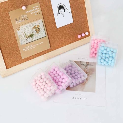 SHTGOI Pack of 50 Nail Push Pins Small Plastic Round Head Drawing Pins with Steel Dot Colourful Round Drawing Pins Decorative Pins for Pictures Pin Boards - Image 4