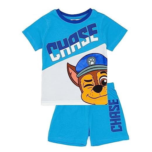 Paw Patrol Conjunto de Pijama Azul Chase para Niño | Camiseta y pantalón Corto Chase para Niño | Mercancía Oficial de la Patrulla Canina Fans