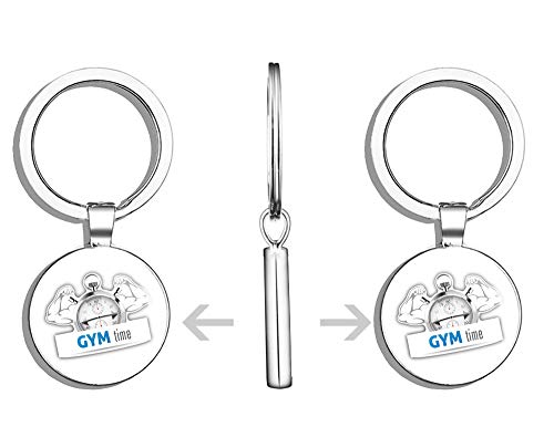 Glover Trading Stopwatch Gym Time Sport Wrestling Round Stainless Steel Metal Key Chain Keychain Ring Double Sided Deisgn