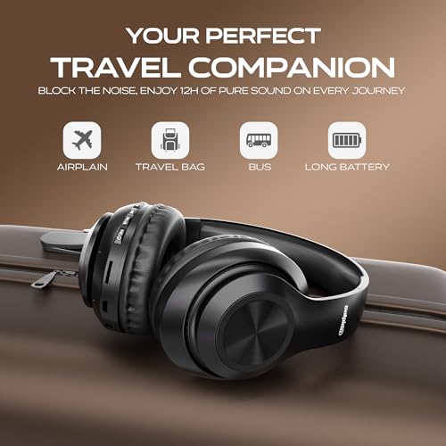 Image of NB01 Lite Wireless Bluetooth Headphones 5.3 | Over Ear Headset with 40mm Drivers, Deep Bass, Noise Reduction, 12H Talktime, 10H Playtime, Built-in Mic, Foldable Design (Black)