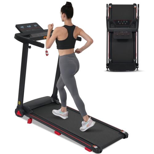 Tapis roulant pieghevole per la casa, pendenza dell'8%, motore da 3,0 CV, silenzioso fino a 14 km/h, superficie di corsa 110 × 40 cm, Bluetooth e display LED, portata 120 kg, console multifunzione, 12