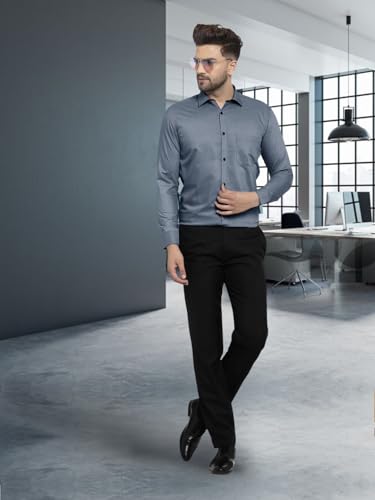 Image of Pinkmint Mens Long Sleeve Button Down Shirt for Men Collared Casual Formal Soild Shirt