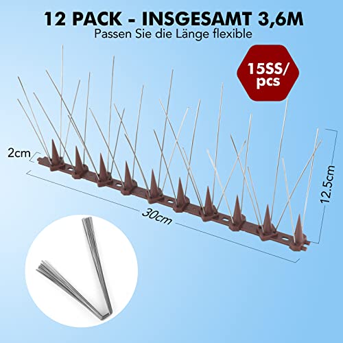 Taubenabwehr Spikes aus Edelstahl, 3,6 m, effektive Vogelabwehr