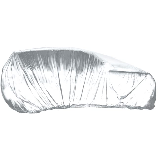 VViViD Universal Clear Plastic Disposable Sedan-Sized Car Cover W Elastic Band
