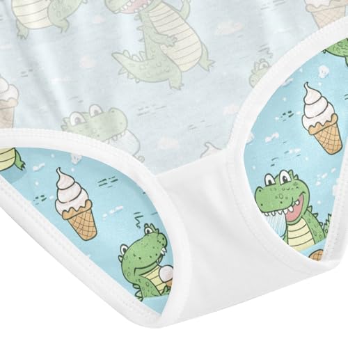 ZZKKO Cartoon Crocodile Ice Cream Girls Underwear Toddler Panties for Girls Comfort Brief Size 2-8T4