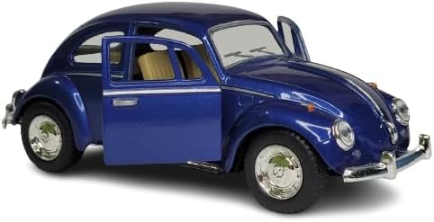 Miniatura Carrinho de ferro Volkswagen Fusca Clássico Abre as Portas Carro Nacional (Azul Escuro)