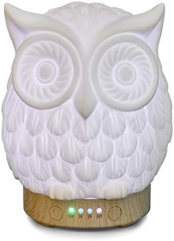 Earnest Living Essential Oil Diffuser White Ceramic Diffuser 250ml Timers Night Lights and Auto Off Function Home Office Aromatherapy Diffusers for Essential Oils