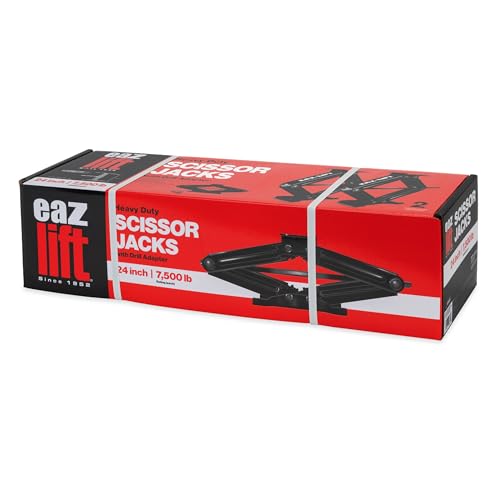 image for Camco EAZ-Lift 24-inch Stabilizing RV Scissor Jacks - Features a 7,500