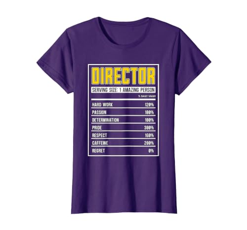 Director Nutrition Facts Executive Producers Film Director T-Shirt, Women, Purple, Large
