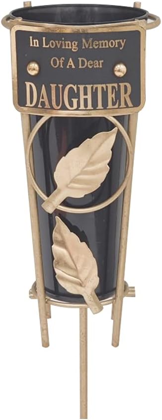 Grave Vases with Spike Grave Ornaments - Memorial Plaques/Black Vases Flower Holders with Personalised Quotes; Metal Spikes Grave Decorations in Loving Memory of your Loved Ones (Daughter)