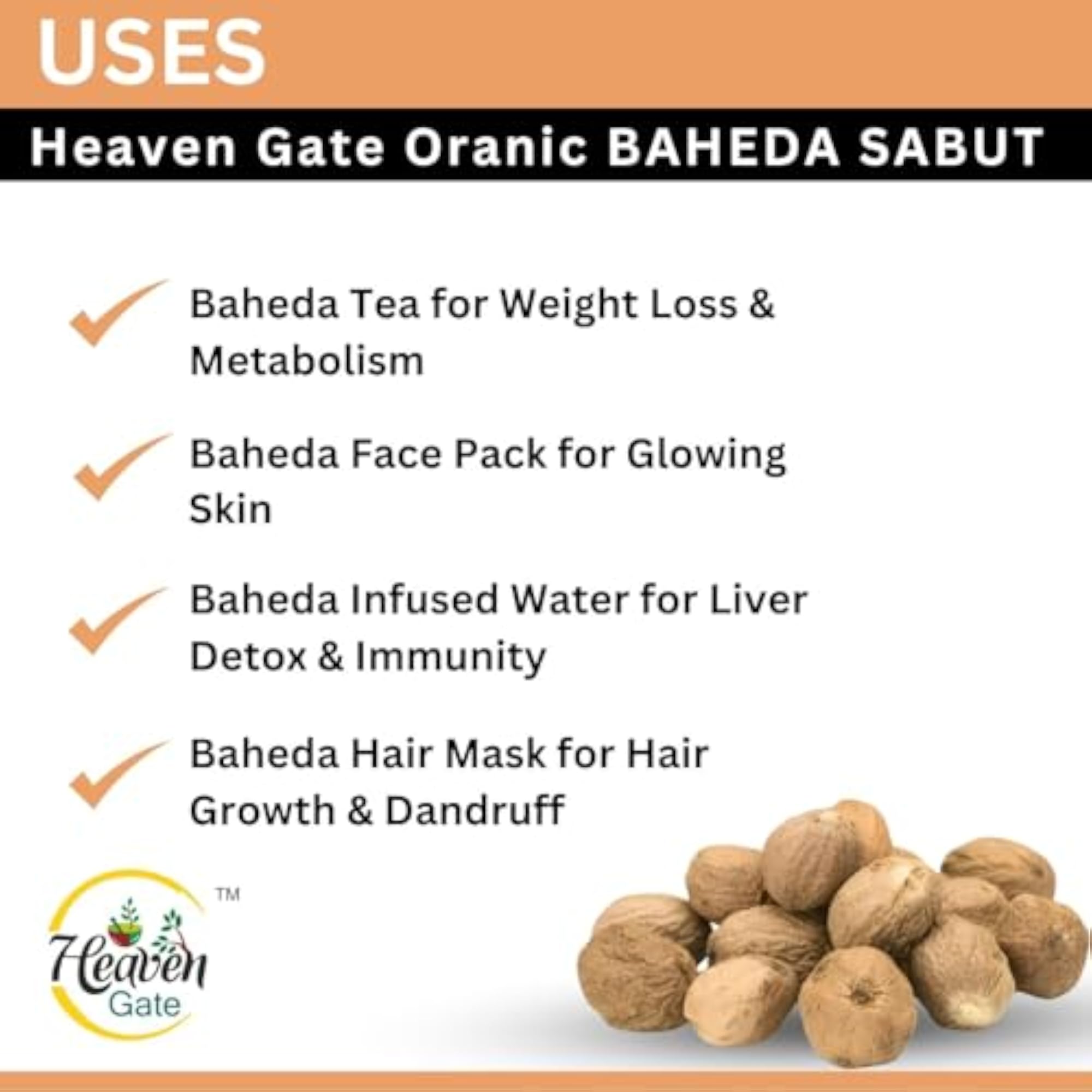 Heaven Gate Baheda Sabut Whole - Natural Herb for Wellness