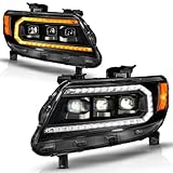 CHEVY COLORADO 15-22 FULL LED PROJECTOR HEADLIGHTS BLACK W/ DRL, INITIATION &...