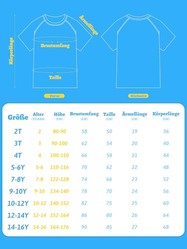 Jungen UV Shirt Rashguard UPF 50+ Schwimmshirt Kinder Badeshirt Rundkragen Bademode Trocknend (Himmelblau,10-12 Jahre)