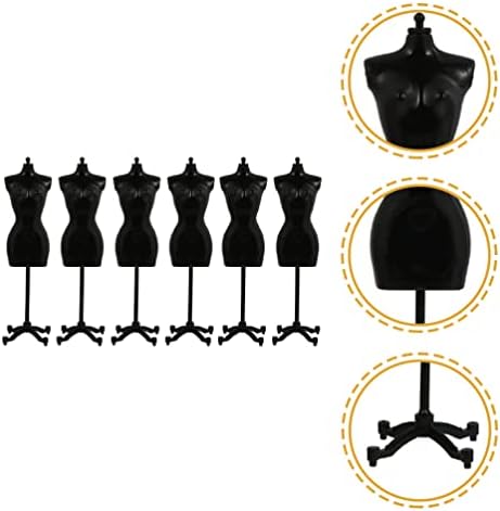 Toddmomy 6 Pcs Mini Mannequin Model Doll Size Mannequin Torso Small Mannequin Dress Model Mini Doll Clothes Stands ( Black )