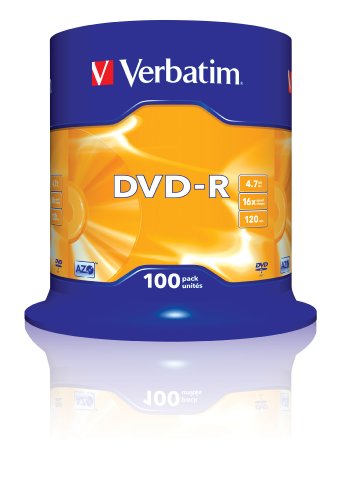 Verbatim 43549 4.7GB 16x DVD-R Matt Silber - 100 Pack Spindel & Amazon Basics CD- und DVD-Ordner für 400 Discs, Nylon… – Bild 4