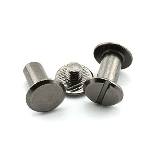 Ruiling 60 Sets Black Chicago Screws 3/8 Inches Screw Posts Metal Accessories Nail Rivet Chicago Button For Diy Leather Decoration Document Book Album Bookbinding Round Flat Head Stud Screw M5X10 #TOP1