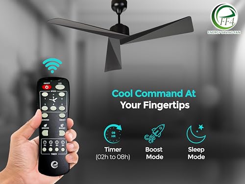 Image of eFF4 Fabulous 1320mm 3 Blade 5 Star BLDC Ceiling Fan, Black, Aerodynamic ABS Blades