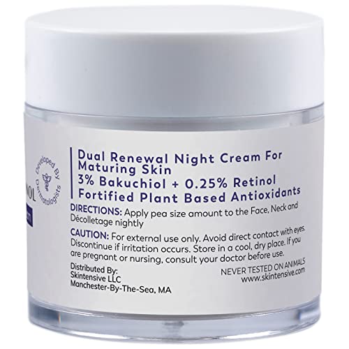 Skintensive Bakuchiol & Retinol Dual Renewal Pm Cream - Organic Night Moisturizer For Face & Neck - Sensitive & Dry Skin #TOP5