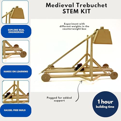 PATHFINDERS STEM Kit – Trebuchet Model | Wooden Craft Kit for Teens & Adults | Medieval Weapons & Engineering Toy | 3D Puzzle & Science Project | Educational Learning Gift by Pathfinders - Used condition - Image 3