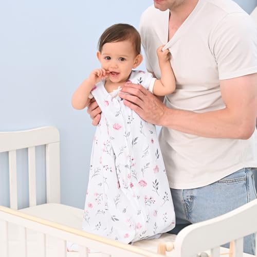 Image of david's kids 3 Pack 100% Organic Cotton Baby Sleep Sack 6-12 Months, Ultra Soft Baby Wearable Blankets with 2-Way Zipper, Comfy Sleeping Bags for Infant Newborn Boys Girls Neutral, Medium Size, Floral