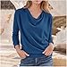 Women's Cowl Neck Ruched Tops Draped Front Long Sleeve Tee T Shirt Teacher Outfits Solid Color Work Trendy Tops Navy M
