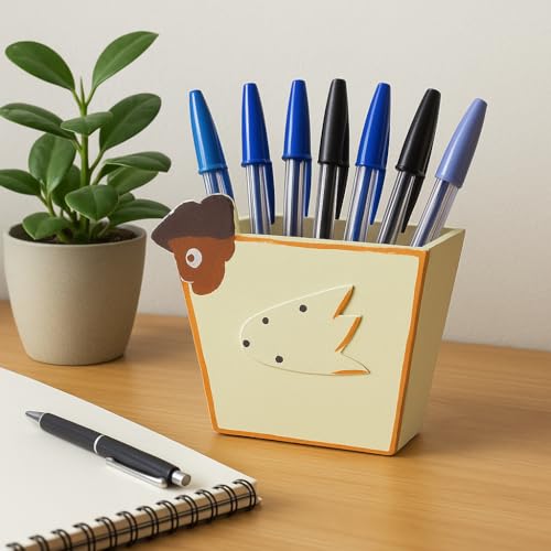 PARENCE.- Stiftehalter aus Holz Huhn Design – Original Schreibtisch-Organizer im Landhausstil – 12x10 cm – Aufbewahrung für Stifte, Pinsel, Zubehör
