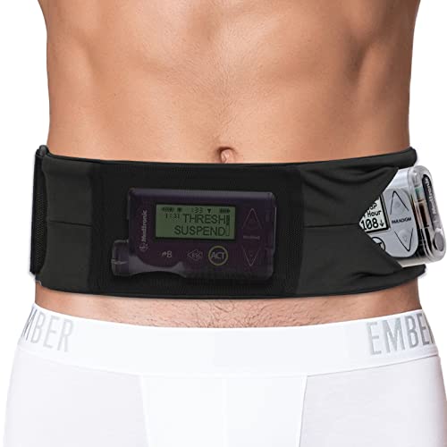 Kids Insulin Pump Belt Diabetic Holder See Through Diabetes Waist Pouch Band for T1D Pump Receiver Diabetes Device Epipen Accessories Protector Boys Girls Black Small 20