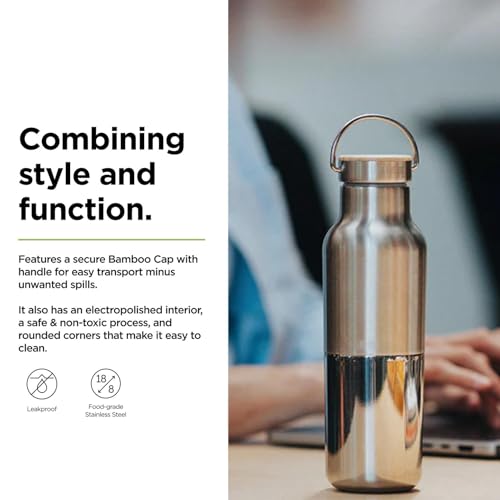 Klean Kanteen Rise Reflect Botella Térmica Reutilizable de Acero Inoxidable con Aislamiento al Vacío y Tapa de Bambú 16 oz miniatura 3