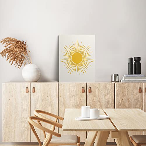 Xwelldan Boho Yellow Sun Sunset Sunrise Wall Art Canvas Prints, Boho Sun Gifts For Women, Modern Bohemia Wall Art Decor For Home Bedroom Bathroom, 11 X 14 Inch, Framed #TOP2