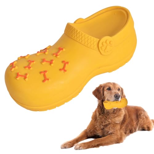 DEARBAG Quietschen Interaktives Hunde Spielzeug für Aggressive Kauer, Strapazierfähiges Naturkautschukmaterial, Robuster Kauspielzeug Hund für Große Mittelgroße Hunde und Welpen (Orange)