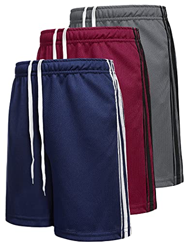 Boyoo Big Boys 3 Pack Mesh Gym Workout Shorts Active Athletic Quick Dry Soccer Shorts Sports Running Shorts With Pockets #TOP23