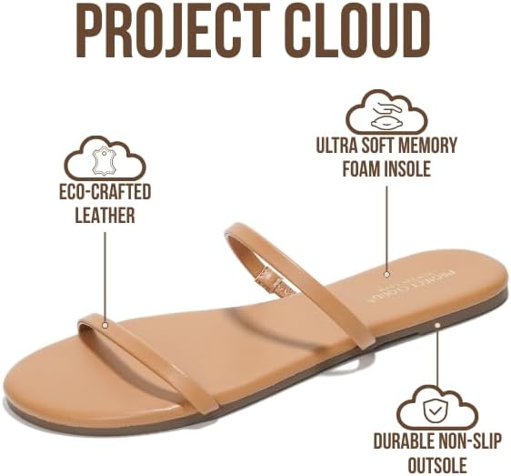 Project Cloud Summer Sandals for Women 2026 - Memory Foam Insole and Eco-Crafted Leather Beach Flip Flops for Women - Non Slip and Lightweight Double Strap Womens Sandals (Transition) - Image 2