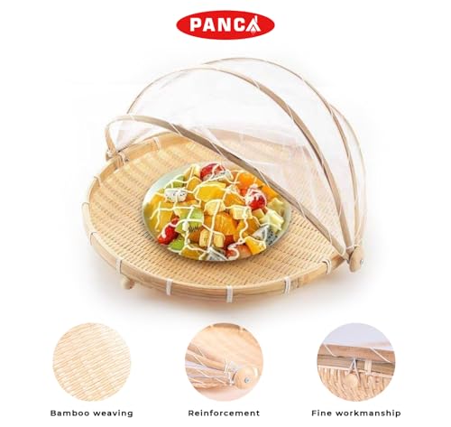 Image of PANCA Multipurpose Bamboo Storage Basket for Kitchen, Onion Potato Sabji, Fruit Storage Basket With Cover, Countertop Kitchen Organizer (Multipurpose Bamboo Basket)