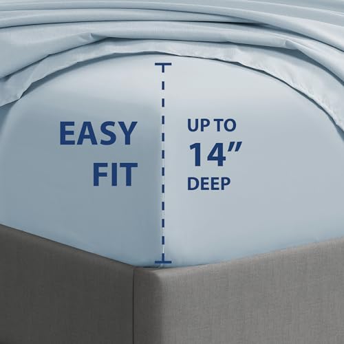 Cathay Home Essentials Ultra Soft Hypoallergenic Wrinkle Resistant Double Brushed Microfiber Bedding Sheet Set, Blue Fog, Queen by Cathay Home - Image 2