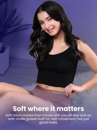 Image of Freecultr Women's Micro Modal Boyshort Panties - Soft, Stretchable & Breathable Full Coverage Underwear | Comfortable Everyday Innerwear | Pack of 7 | Multicolor