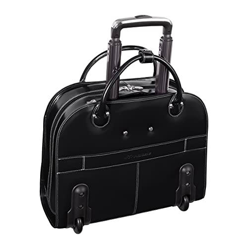 Mcklein Edgebrook, Top Grain Cowhide Leather, 15" Leather Vertical Wheeled Ladies' Laptop/Computer & Tablet Business Briefcase Bag/Women's Rolling Overnight Travel Bag, Removable Trolley Case #TOP1