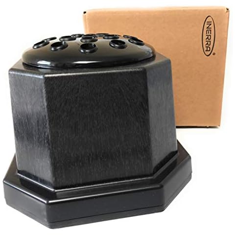 INERRA Memorial Grave Vase Black with Black Lid - Heavy & Sturdy Pot Container for Graveside Flower Arrangements (No Print) Cover