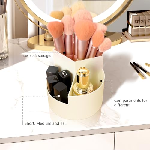 AiQInu Drehbarer Stiftehalter, 360°Rotierende Stiftehalter Schreibtisch Organizer mit 3 Fächern, Große Kapazität, für Büro Aufbewahrung & Organisation, Make-Up, Bastel