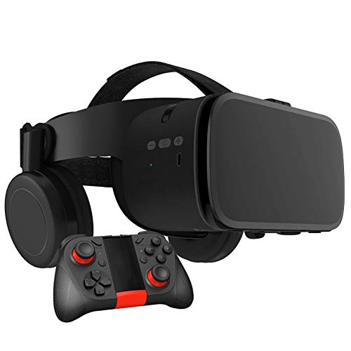 RSGK Óculos de vídeo VR 3D, capacete de realidade virtual HD com Gamepad, óculos VR para TV, filmes e vídeo jogos compatíveis com iOS, telefones Android