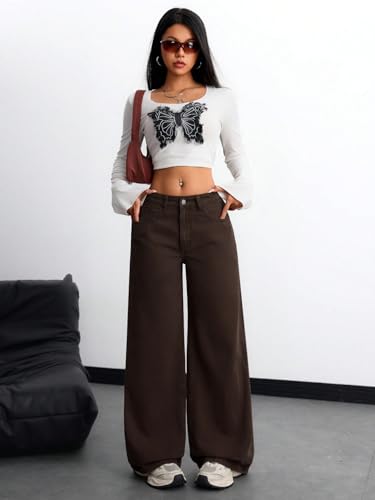 Image of TOPLOT Women's Jeans | High Rise Waist Design | Baggy Fit Style with Relaxed Silhouette | Trendy Look with Comfortable Wear | Easy Styling for Everyday Fashion | Casual, Streetwear (5204)