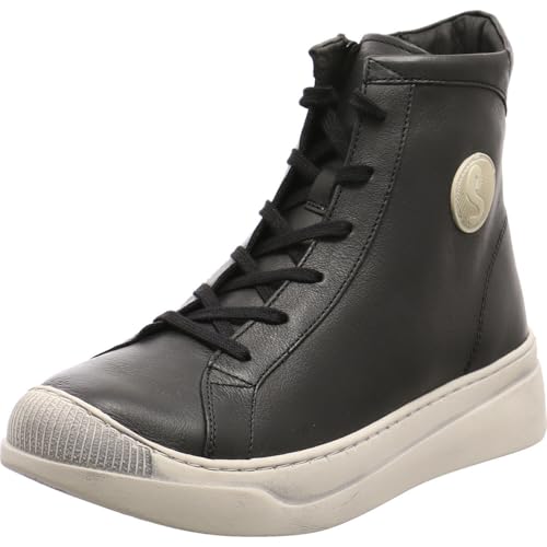 Polonais à lacets Softinos en cuir noir pour femme avec zip latéral